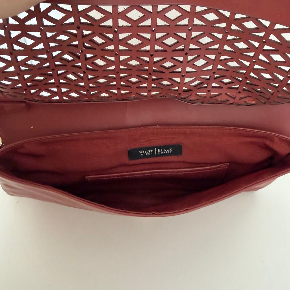 WHBM Red Boho Tassel Laser Cut Suede / Leather Clutch Wristlet Western Tassel - Picture 5 of 9